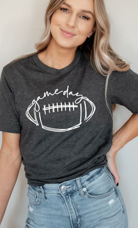 Cursive Football Game Day Graphic Tee PLUS