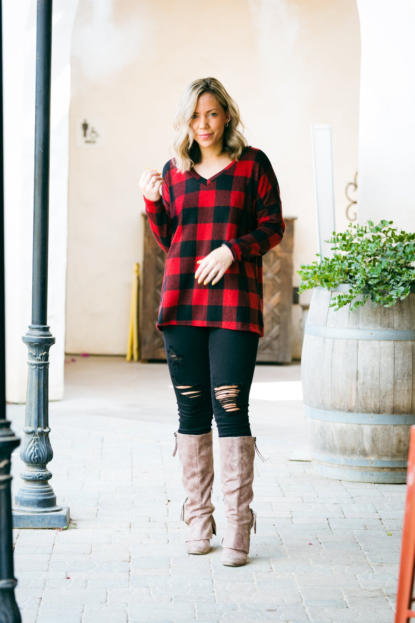 Mad About Plaid Pullover - Red