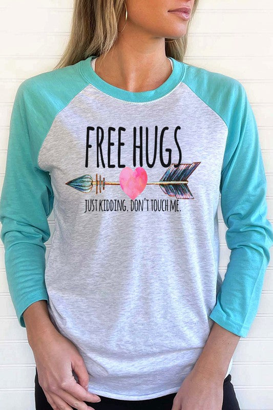 Free Hugs Just Kidding Valentine's Day Raglan