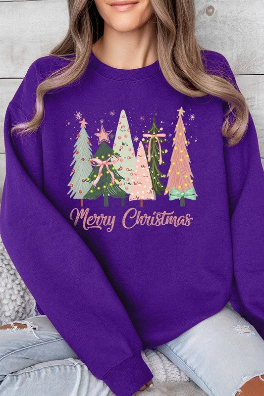 Coquette Christmas Trees Fleece Sweatshirts