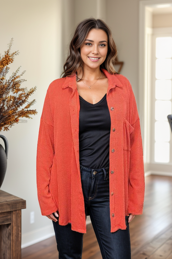 Simply Captivating Button Down - Orange