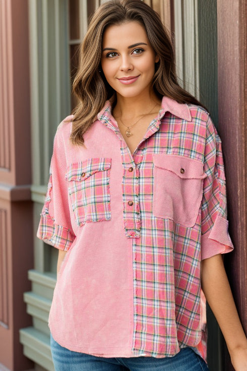 Aurora Plaid Short Sleeve Top