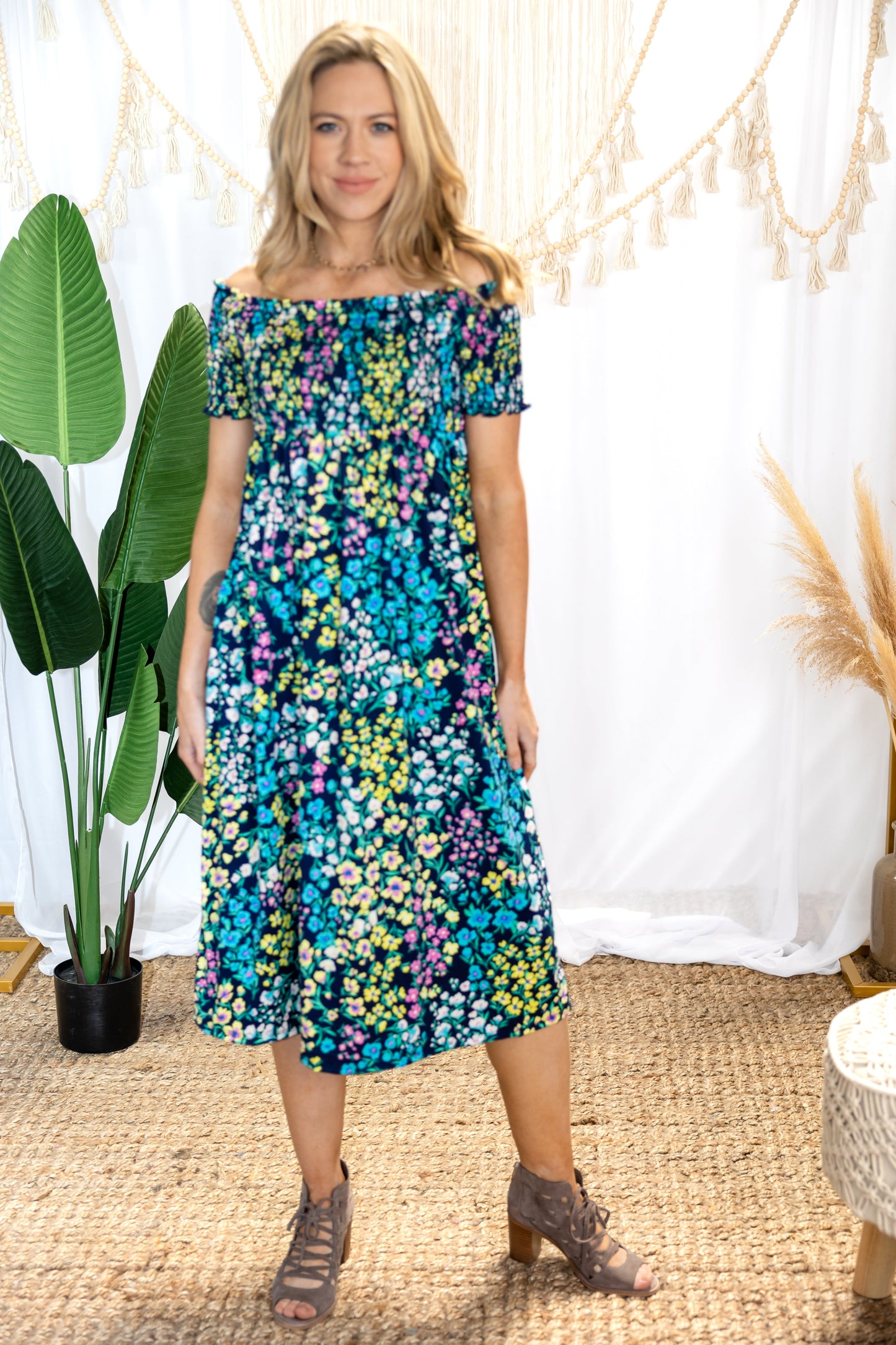 Cascading Floral - Midi Dress