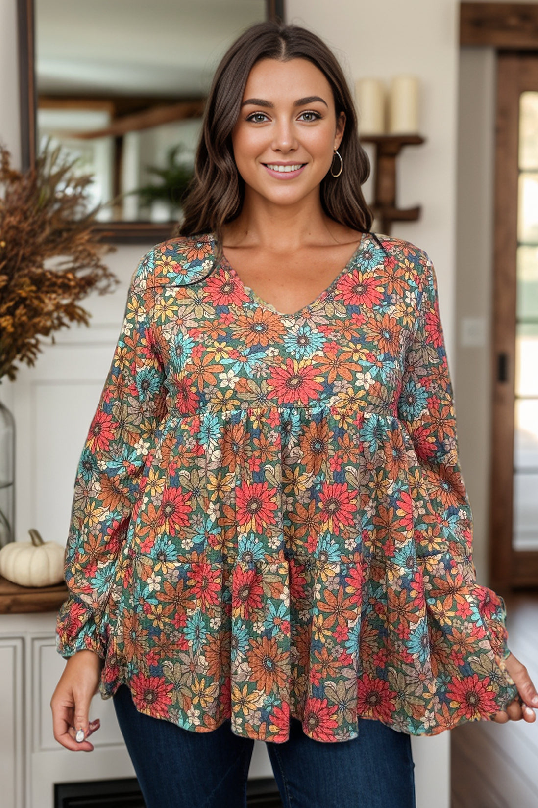 Freedom with Fall Floral - Waffle Knit