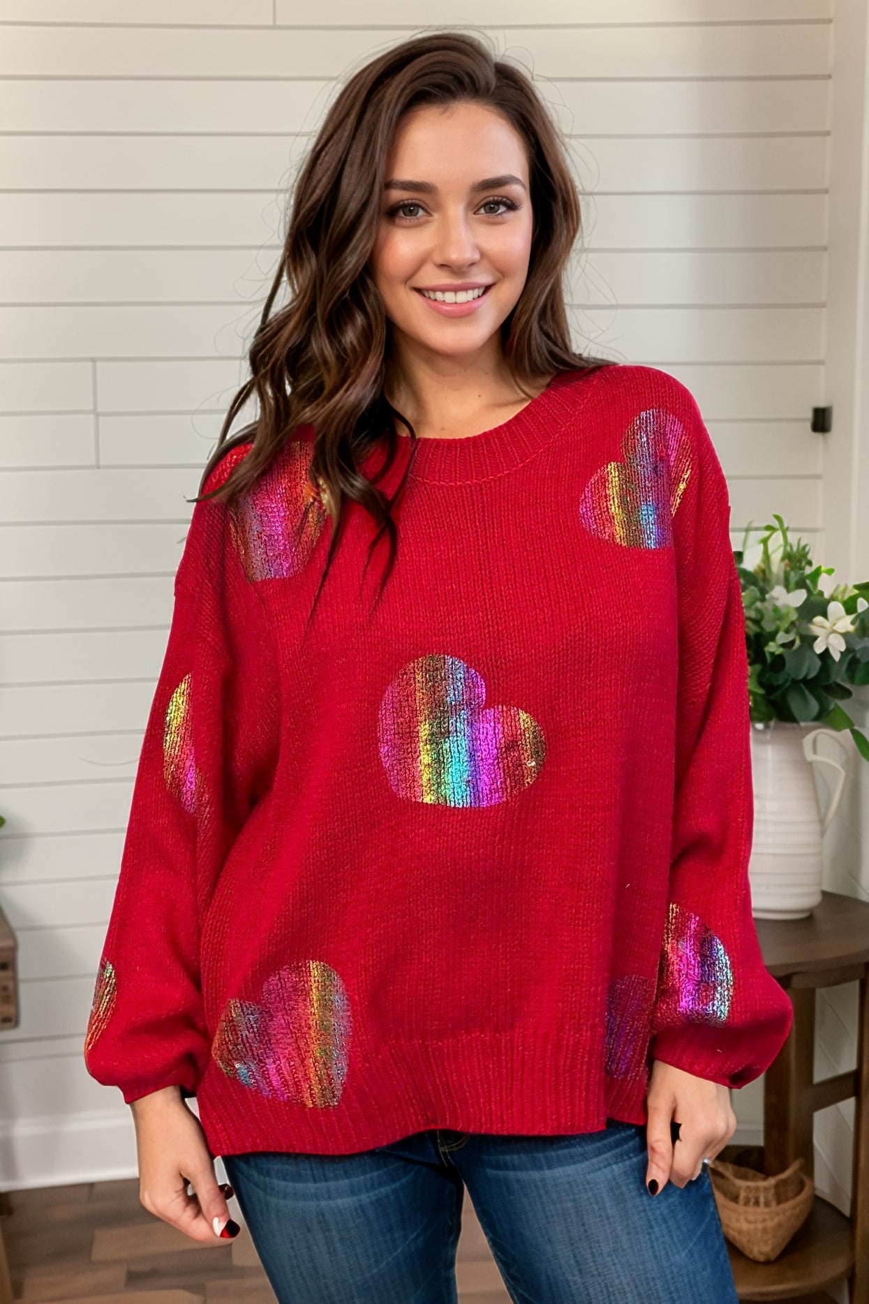 Metallic Hearts Sweater