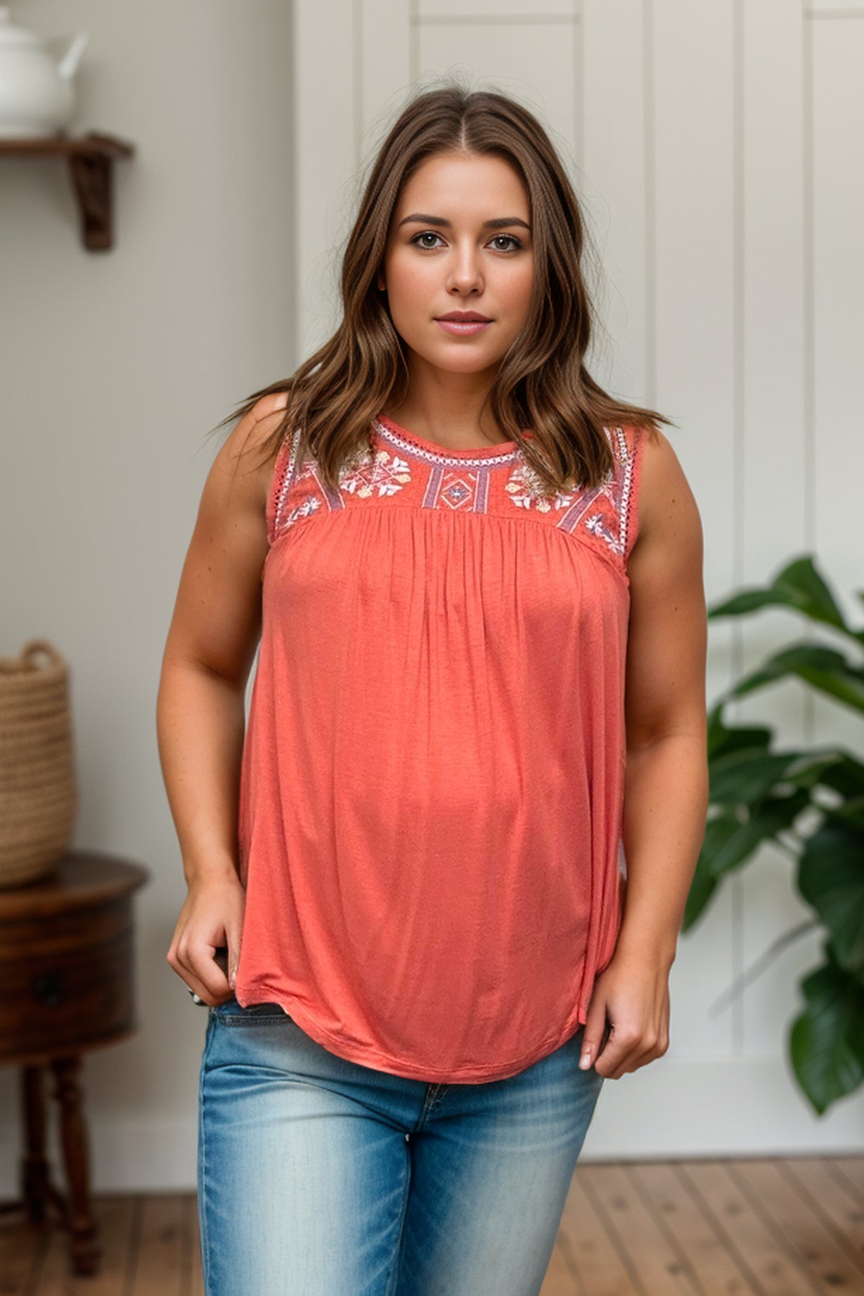 Orange Blossoms - Sleeveless Top