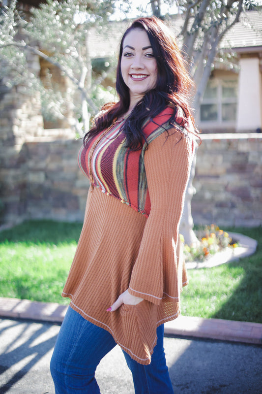 Orange Blossoming Bell Sleeve